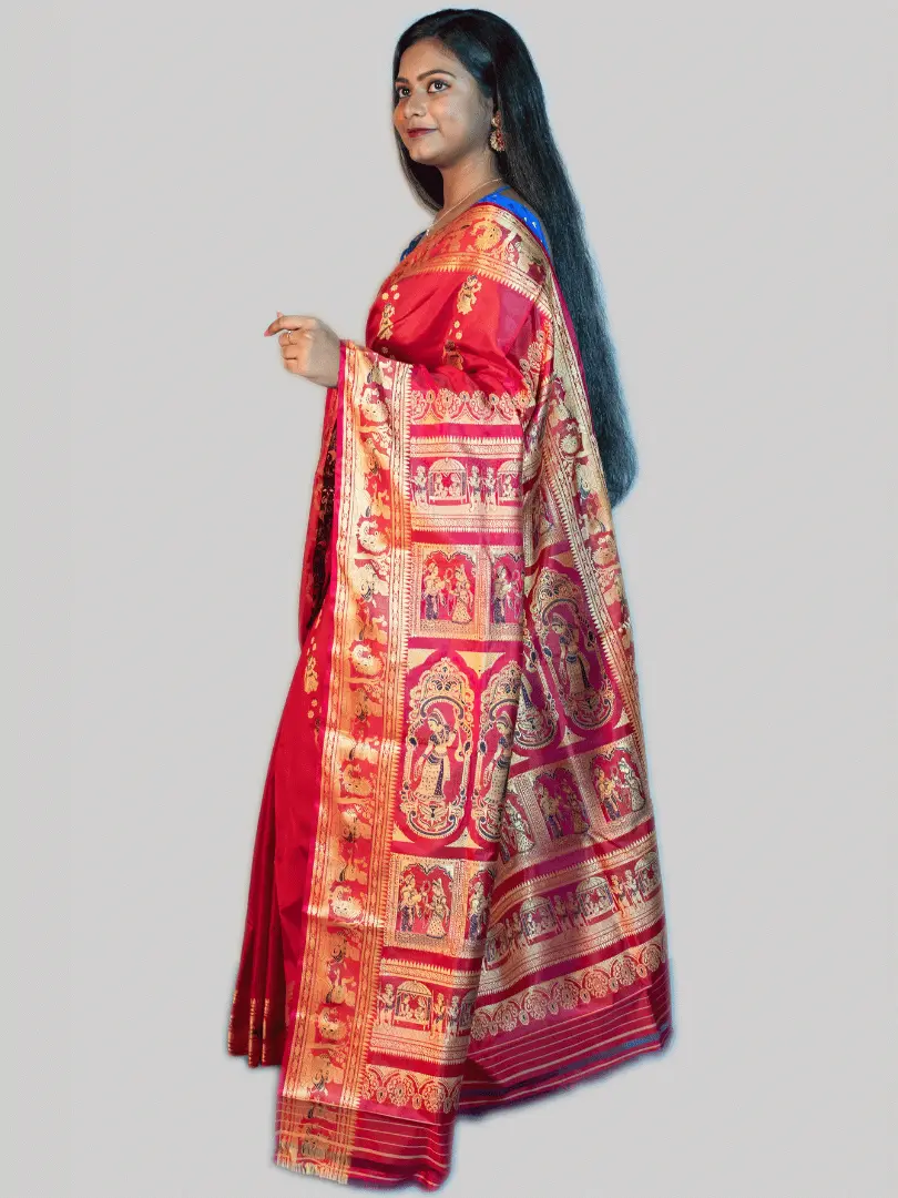 LNXA4734 Mustard Baluchari Saree with Zari & woven Dancing Pictoral motifs  – Chhabra 555